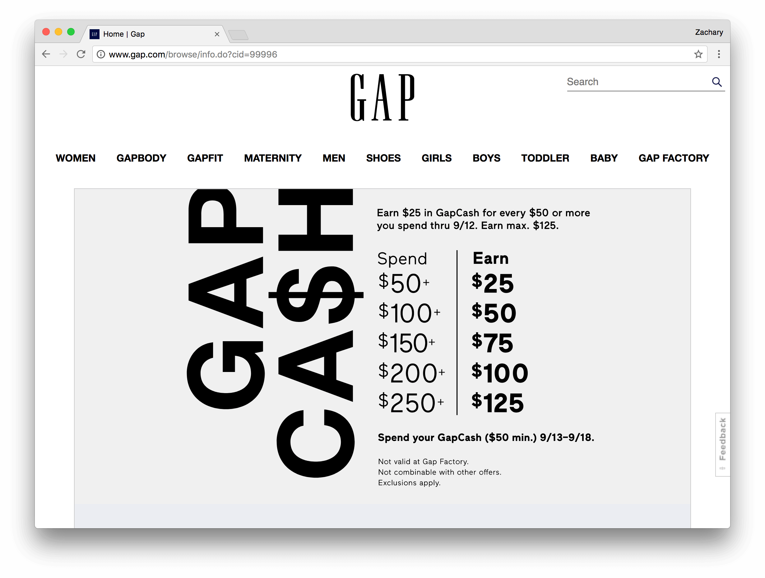 Gap visa on sale online payment